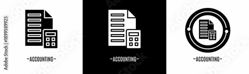 Accounting logo set. Collection of black and white logos. Stock vector.