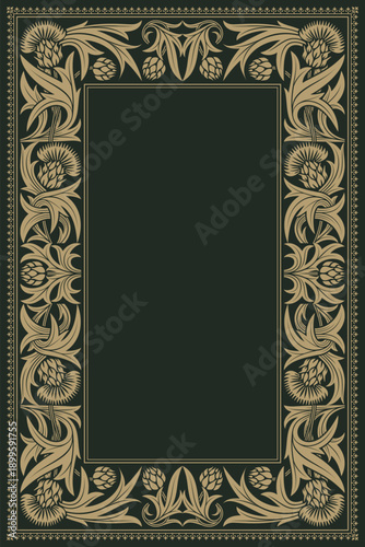 This vintage classic ornamental frame, inspired by the thistle motif, features refined botanical details and symmetry, conveying elegance and prestige. Fully scalable and editable vector format.