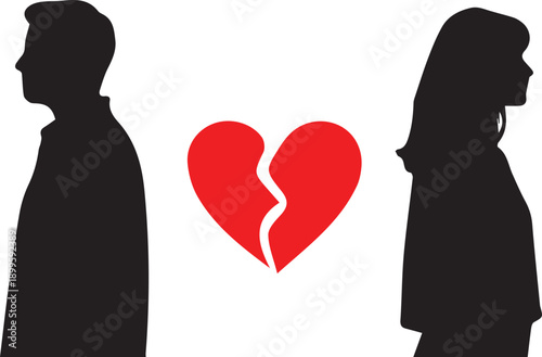 silhouette of couple and breakup