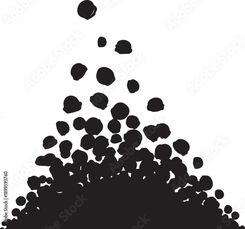 Black dots falling from top to bottom in pile
