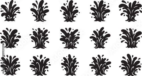Black Floral Patterns on White Background Repeat Design