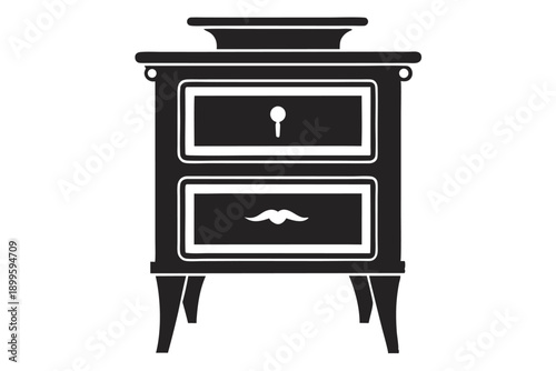 nightstand silhouette line art vector illustration
