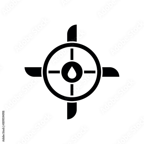 Icon a water turbine for hydroelectric renewable energy generation, isolated against a clean background.