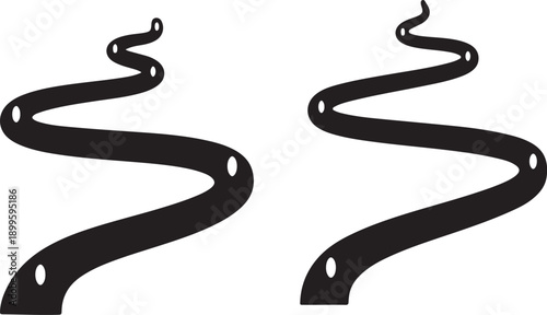 Black metal spiral straps on white background illustration