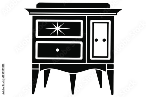 nightstand silhouette line art vector illustration