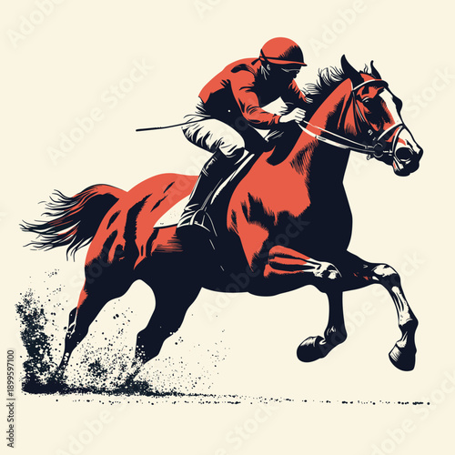 Dynamic Horse Racing Silhouette in Motion