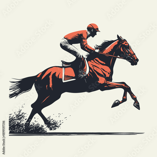 Dynamic Horse Racing Silhouette in Motion