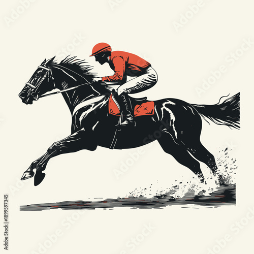 Dynamic Horse Racing Silhouette in Motion