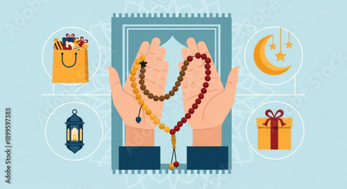 Minimalist vector illustration of mountains at sunrise with soft pastel colors, serene landscape background for design.