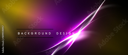 Abstract vibrant background. Purple, gold hues blend with glowing lines. Modern design element for digital projects.