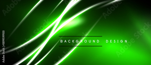 Bright green background features dynamic white lines. Modern design evokes energy, speed, futuristic feel. Simple text overlay present.