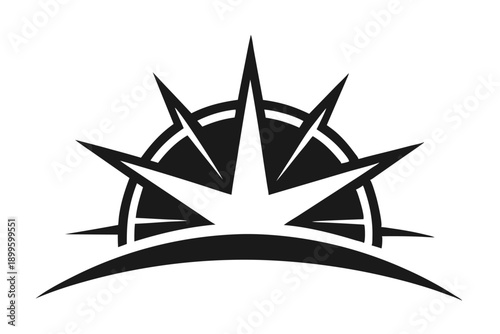 morning star silhouette line art vector illustration