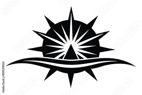 morning star silhouette line art vector illustration