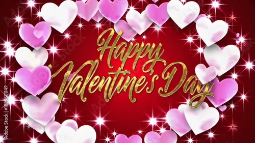 Animation of valentines day on red background
