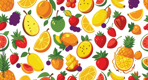 Vintage retro fruit market style pattern with classic pomegranate illustrations, old-fashioned pineapple drawings, nostalgic citrus fruits, strawberries and beautiful nostalgic fruit design
