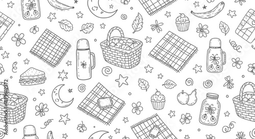 Food, Nature, and Leisure Elements in a Whimsical Style