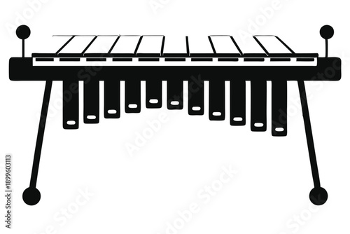 marimba silhouette line art vector illustration