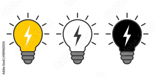 Lightning in light bulb icon vector