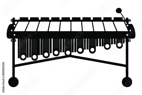 marimba silhouette line art vector illustration
