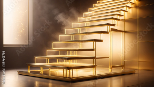 A celestial ascent of gilded beams piercing through the golden breath of ambition
