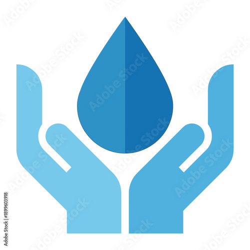 Hands cradling a water droplet symbolizing conservation and protection of natural resources from a front viewpoint