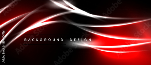 Abstract flowing lines, red highlights, dark background. Modern design element, dynamic curves, sleek presentation. Visual energy radiates.