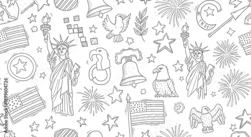 Iconic Symbols and Imagery in a Creative Illustration for Patriotic Events