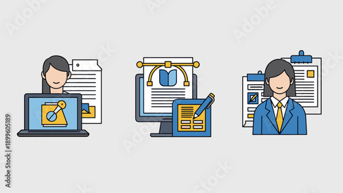 Professional Business and Creative Work Concepts Digital Management Graphic Design and Project Plann