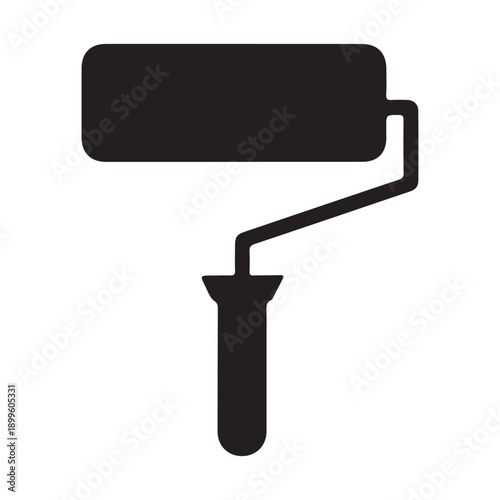 Black paint roller icon for home improvement and decoration projects