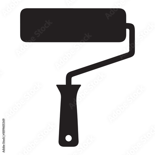 Black paint roller icon for home improvement and decoration projects