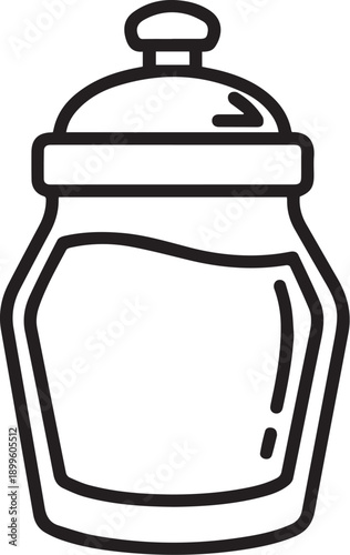 Black and White Sugar Jar Outline Kitchen Storage Icon
