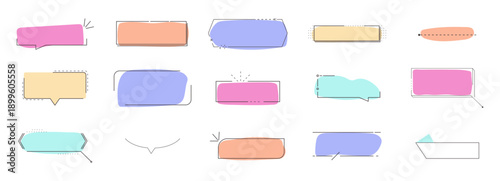 Text box callout set. Text frame, border. Line simple set color empty template for title, divider line design element. Banner, comic ribbon label element.