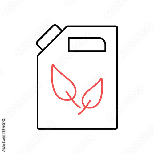 Icon a bio fuel canister with leaf symbol for organic energy, isolated against a clean background.