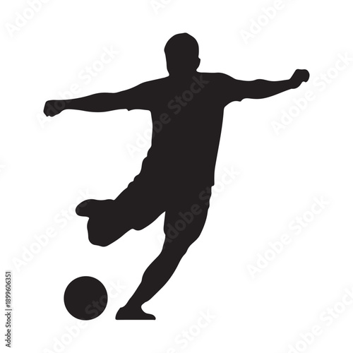 silhouette of soccer player with the ball