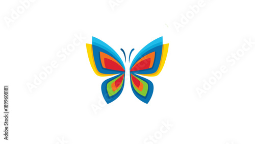 Foto Colorful Layered Abstract Butterfly Logo Design