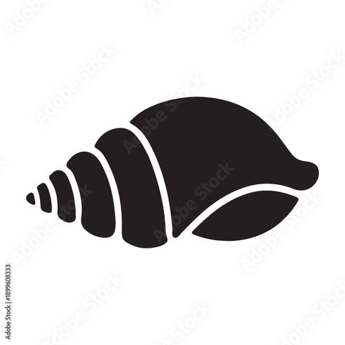 Black silhouette of various seashell on white background