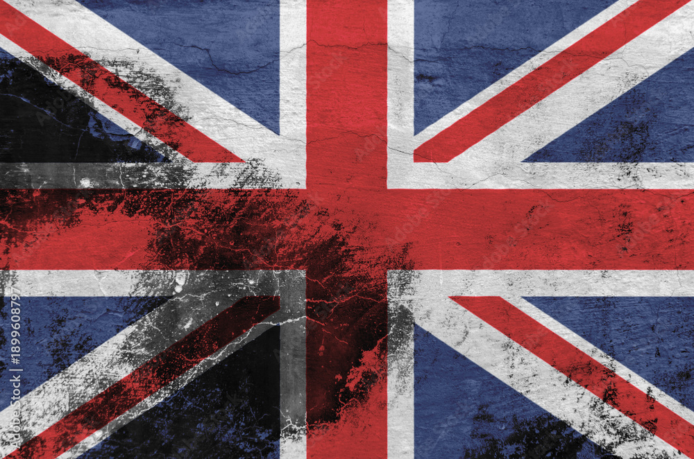 Fototapeta premium British Union Jack flag on the old wall