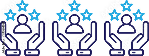 customer loyalty bule outline icon set vector illustration design collection 