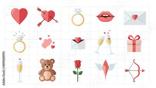 Valentine's Day Love and Romance Flat Icons Collection