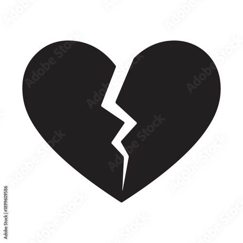 Broken heart icons in red and black colors