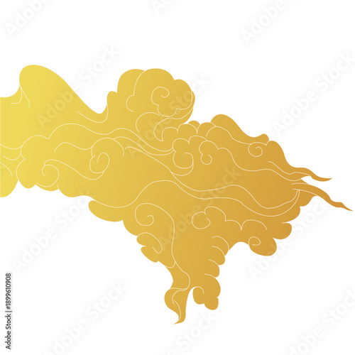 Golden Cloud Ornament Abstract Asian Style Vector