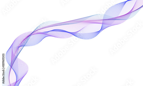 Abstract flowing wave in purple, blue  and pink tones creating a magical dynamic visual effect  on transparent isolated background