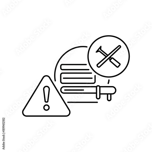 System error warning with crossed tools and disconnected plug icon