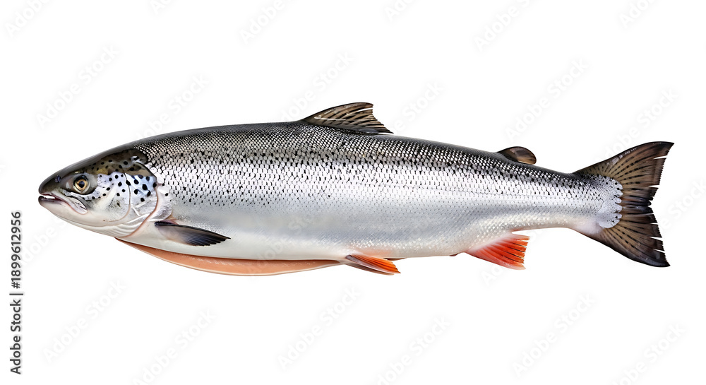 Obraz premium Whole Salmon Fish Isolated on White Background seafood