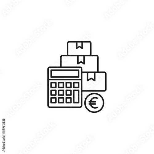 Calculator with stacked boxes and Euro currency symbol icon