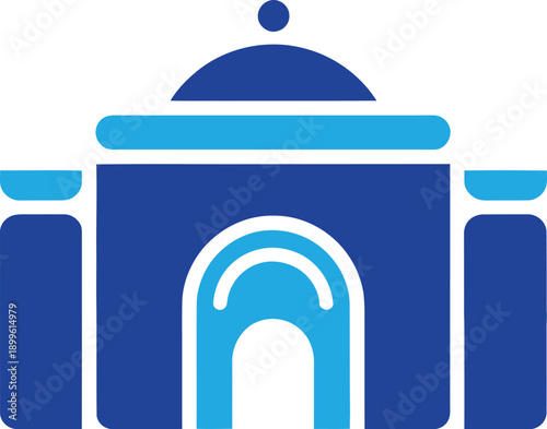 Flat government building icon. Courthouse, library, museum, or university architecture. Vector illustration