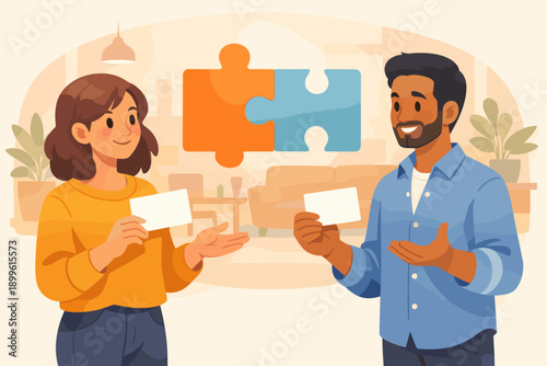 Diverse adults collaborating on a puzzle in cozy room setting