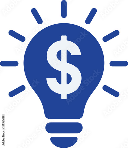 Quadro su tela Flat lightbulb and dollar sign icon