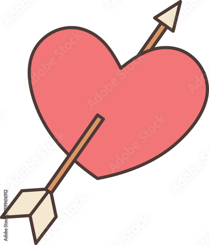 A cartoonish heart pierced by an arrow, symbolizing love and affection, with a playful and vibrant design.