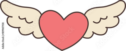 A playful illustration of a heart with wings, symbolizing love and freedom.